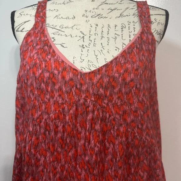 Joie Bondi Tiered Sleeveless Maxi Dress in a tea rose red print.  Size Small. - Picture 5 of 13